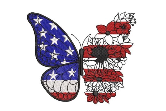 Butterfly USA Flag with Flowers Embroidery Review