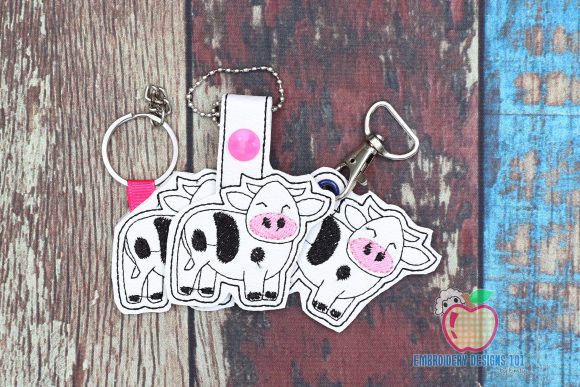Cow Cartoon ITH Keyfob Design Review