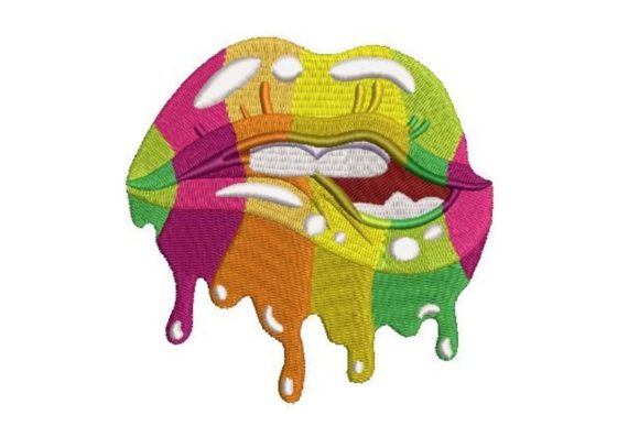 Multicolored Dripping Lips Embroidery Review
